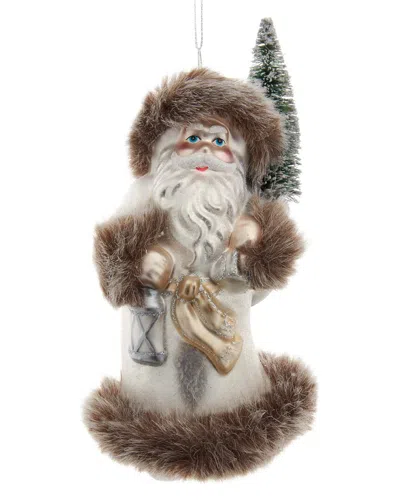 Kurt Adler 6.5in Frost Santa With Fur Trim Ornament In Multi