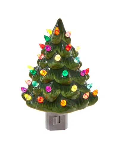 Kurt Adler 6in Ceramic Green Tree Night Light In Multi