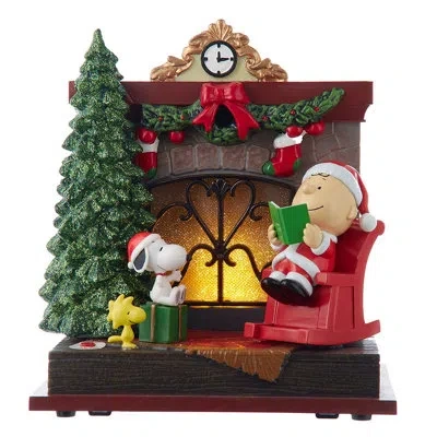 Kurt Adler 6-inch Peanuts Battery-operated Musical Fireplace Table Piece In Multi
