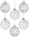 Kurt Adler 6pc 80mm Jeweled Glass Ball Christmas Ornaments