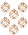 Kurt Adler 6pc 80mm Peach Glitter Ball Christmas Ornaments