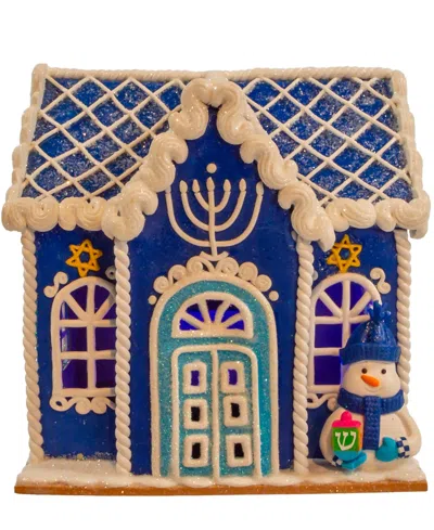 Kurt Adler 7" Battery-operated Hanukkah Led House Table Piece In Clear
