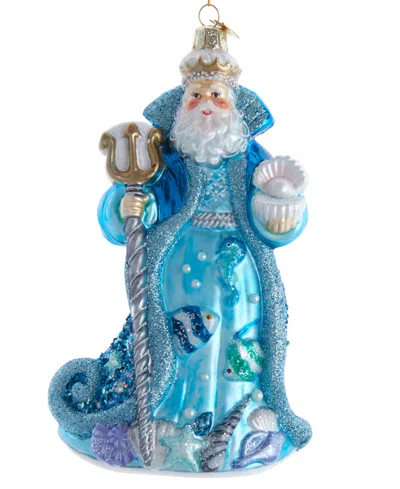 Kurt Adler 7" Bellissimo Glass Under The Sea Santa Ornament In Multicolored