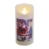 Kurt Adler 7" Fibroptic Led Santa Wax Candle Lighted Christmas Tabletop Decor In White