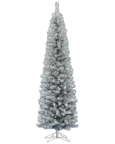Kurt Adler 7-foot Led Silver Tinsel Slim Winchester Tree In Green