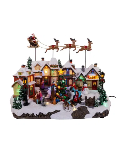 Kurt Adler 7.3-inch Battery Operated Multicolor Led Lighted Musical Santa And Sleigh Table Piece In Multicolored