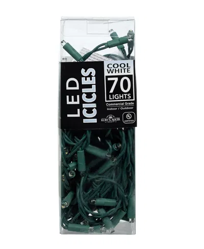 Kurt Adler 70/l 7.5-foot 5mm Cool White Led Icicle Light Set In Green