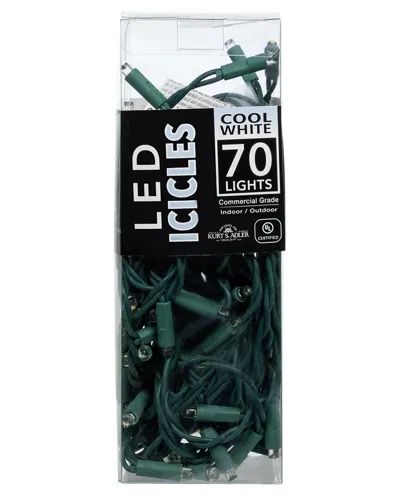 Kurt Adler 70/l 7.5ft 5mm Cool White Led Icicle Light Set In Green