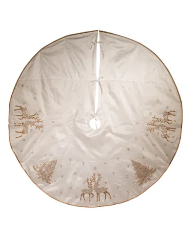 Kurt Adler 72" Tree Skirt With Glitter Tree And Reindeer Design In Multi-color