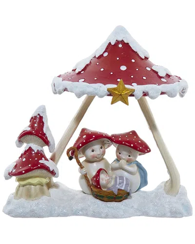 Kurt Adler 7.3in Merry Little Mushroom Tablepiece In Multicolor