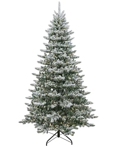 Kurt Adler 7.5-foot Pre-lit Warm White Led Snow Pine Tree In Green