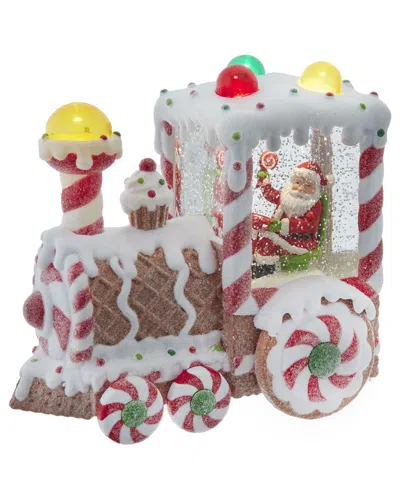 Kurt Adler 7.5-inch Battery Operated Usb Led Lighted Santa Train Lantern With Spinning Glitter Water In Multi