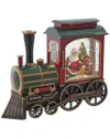 Kurt Adler 7.625-inch Battery Operated Led Lighted Santa Train With Spinning Glitter Water In Green