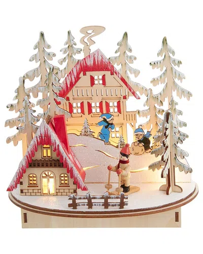 Kurt Adler 7.9-inch Battery-operated Light Up Ski Resort Village In Multi