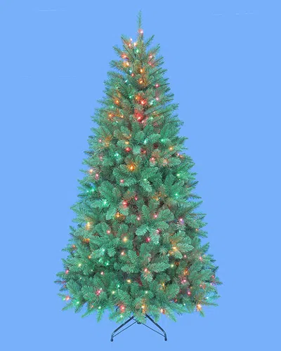 Kurt Adler 7ft Pre-lit Pine Tree With Multi-colored Lights In Green