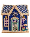 Kurt Adler 7in Battery-operated Hanukkah Led House Tablepiece In Blue