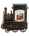 Kurt Adler 7in Battery-operated Musical With Light Santa Water Train & Projector In Brown