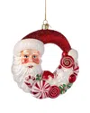Kurt Adler 7in Bellissimo Santa Candy Wreath Glass Christmas Ornament In Multi