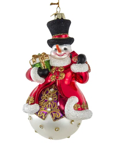 Kurt Adler 7in Bellissimo Snowman With Top Hat Christmas Ornament In Red