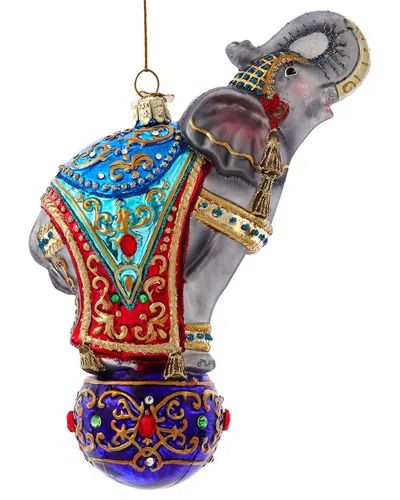 Kurt Adler 7-inch Bellissimo Glass Elephant Ornament In Multi