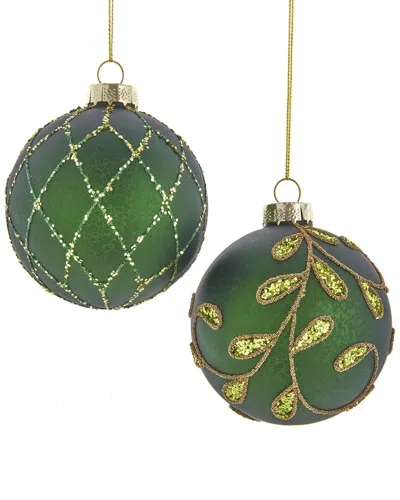 Kurt Adler 80mm Clear Iridescent Ball In Green