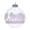 Kurt Adler 80mm Clear With White Tree Design Glass Ball Ornaments 6 Piece Box In Multi