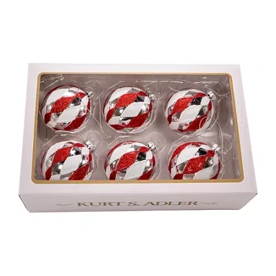 Kurt Adler 80mm Glass Ball 6-pc. Christmas Ornament In Red