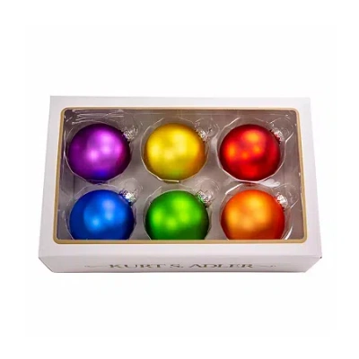 Kurt Adler 80mm Glass Matte Pride Ball 6-pc. Christmas Ornament In Purple