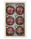 Kurt Adler 80mm Glass Matte Red With Green & Gold Glitter Ball Ornaments In Multi
