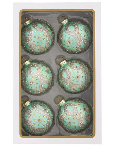 KURT ADLER KURT ADLER 80MM GLASS RED & GREEN DECORATIVE BALL ORNAMENTS