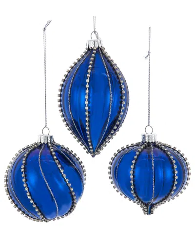 Kurt Adler 80mm Glass Shiny Blue Gemmed Onion