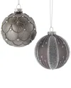 Kurt Adler 80mm Gold & Emerald Green Embellish Ball Ornaments, 6pc Set In Gray