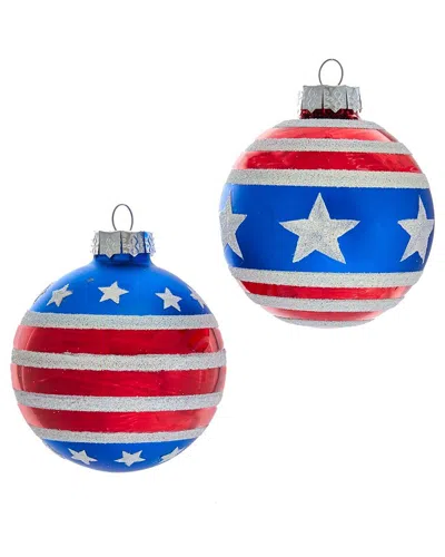 Kurt Adler 80mm Red & Green Plaid Glass Ball Ornaments, 6pc Box In Multi