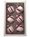 Kurt Adler 80mm Red & White Glass Ball Ornaments, 6pc Set