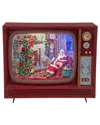 Kurt Adler 8.325-inch Battery Operated Usb Led Musical Tv With Spinning Glitter Water Tablepiece In Brown