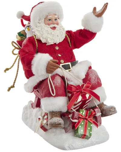 KURT ADLER KURT ADLER 8.5-INCH FABRICHÉ SANTA ON SLED