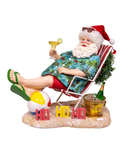 Kurt Adler 8.5-inch Fabriche Santa Sitting On Beach Chair In Multi