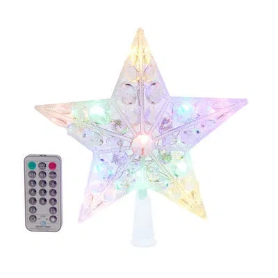 Kurt Adler 8.65-inch 11-light Dual Color Led With Color Effect Remote Control Star Tree Topper In White