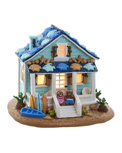 Kurt Adler 8in Claydough Beach House With C7 Bulb Tablepiece In Multi