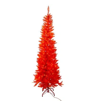 Kurt Adler 9' H Slender Orange Artificial Christmas Tree