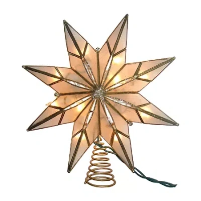 Kurt Adler 9-inch 10-light 8-point Gold Capiz Star Tree Topper In Yellow