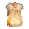 Kurt Adler 9" Ivory And Gold Angel Lighted Treetopper In Brown