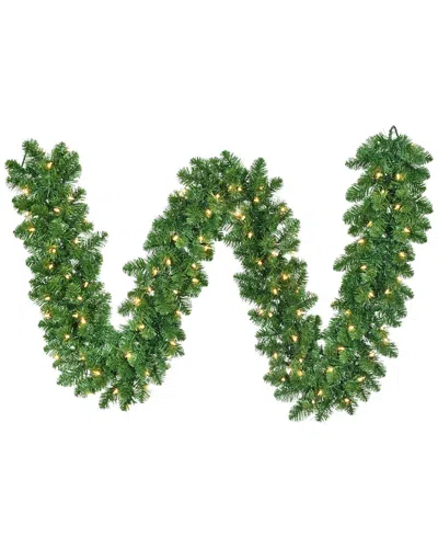 Kurt Adler 9' Prelit Clear Led Vanderbilt Garland In Green