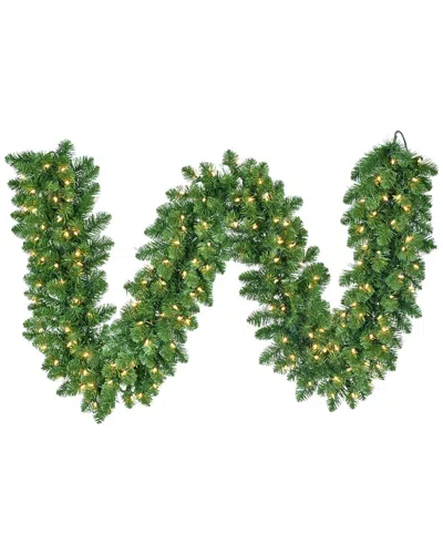 Kurt Adler 9' Prelit Clear Led Vanderbilt Garland In Green