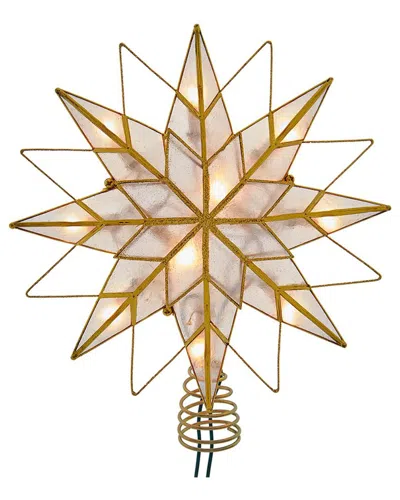 KURT ADLER KURT ADLER 9.06-INCH UL 10-LIGHT 12-POINT GOLD CAPIZ STAR TREETOP