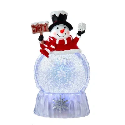 Kurt Adler 9.25-inch Battery Operated Usb Christmas Snowman Water Globe In White