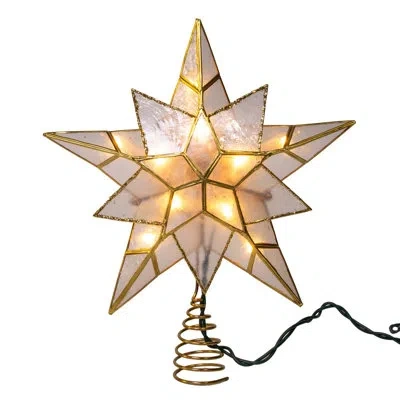 Kurt Adler 9.84in 10l 5-point Gold Glittered Capiz Star Tree Topper In Multi