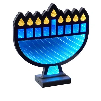 Kurt Adler 9.84-inch Menorah Infinity Light In Blue