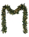 Kurt Adler 9ft Pre-lit Warm White Led Jackson Pine Garland In Green