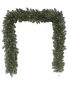 Kurt Adler 9ft Pre-lit Warm White Led Noble Fir Garland In Green